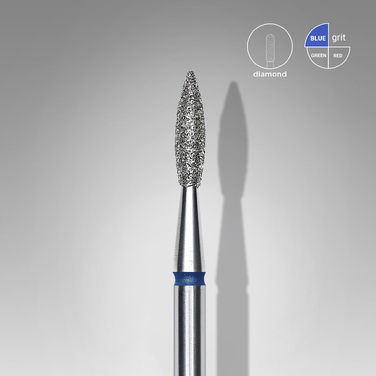Expert διαμαντόφρεζα νυχιών μυτερή φλόγα μπλε 2,1mm/8mm
