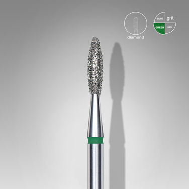 Expert διαμαντόφρεζα νυχιών φλόγα πράσινο 2,1mm/8mm